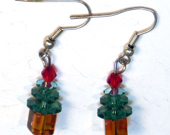 Christmas Tree Earrings - Crystal Earrings - Christmas Jewelry - Stocking Stuffers - Holiday Earrings - Christmas Gift