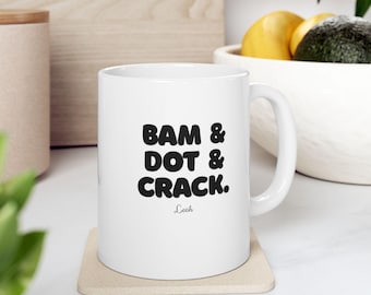 Mah Jong Bam Dot Crack Personalized White Coffee Mug or Striped Mahjong Club Keepsake Hostess Gifts