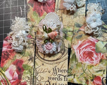 Diario Bbokmark con pinzas para ropa de encaje desgastado hecho a mano