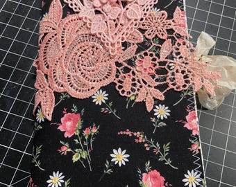 Cubiertas de diario de tela hechas a mano, libros de cinta de encaje, cuaderno de metal