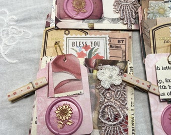 Handmade Journal Happy Mail Double Pockets With Ephemera Stickers Papers