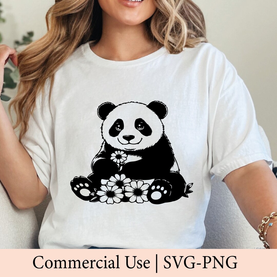 Cute Panda Svg, Panda Svg , Panda Png, Panda Lover Svg, Cute Floral ...