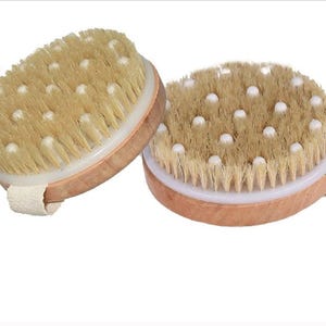 Bad-Körperbürste Dusche Rückenwäscher mit Wandhaken, Trockenbürsten-Körperbürste für Massage