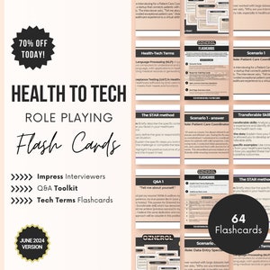 Entretien 64 cartes-éclair, changement de carrière d'infirmières et technologies de la santé, cartes-éclair imprimables Maîtrisez l'entretien sans expérience technique