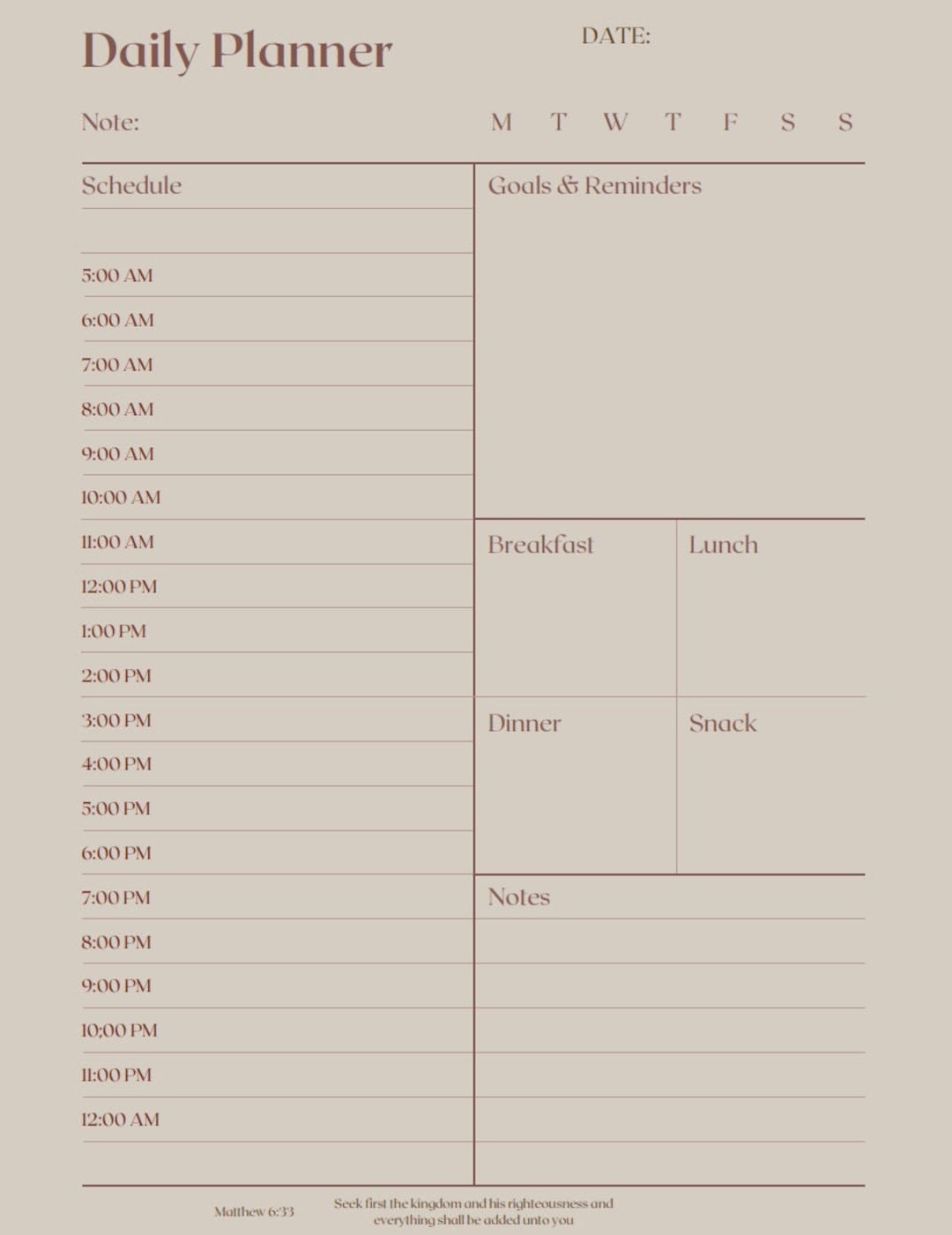 DAILY SCHEDULE visual data 3