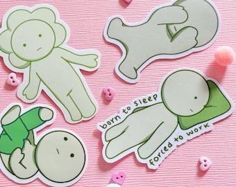 Smiski Sticker Pack 1 | green guy | Handmade Sticker | Sticker for laptop, bottle, planner, car, phone case | Holographic or matte