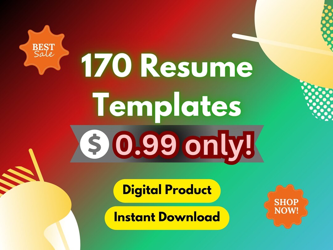 170 Editable Digital Resume Templates for Job Application Instant ...