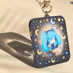 Hatsune Miku Earth & Space | Partial Transparent UV Embossed Acrylic Keychain | Vocaloid Merch
