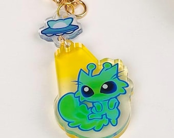 arcrylic alien cat keychains