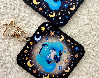 Hatsune Miku Earth & Space Acrylic Keychain: UV Embossed Vocaloid Merch