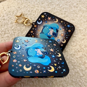 Hatsune Miku Earth & Space | Partial Transparent UV Embossed Acrylic Keychain | Vocaloid Merch
