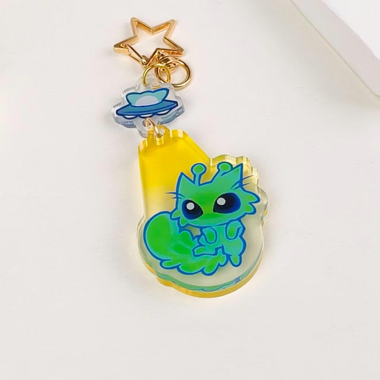 Arcrylic Alien Cat Keychains - Etsy