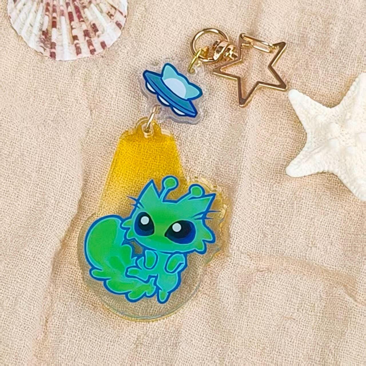 Arcrylic Alien Cat Keychains - Etsy