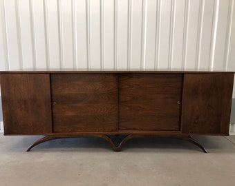 Sale Danish Modern Credenza Midcentury Walnut Dresser Bar Etsy