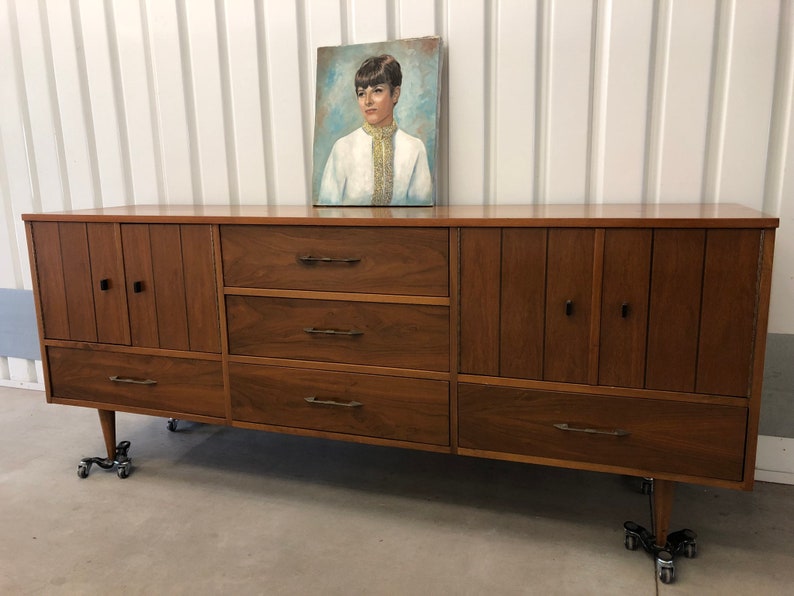 Sale Danish Modern Credenza Midcentury Walnut Dresser Bar Etsy