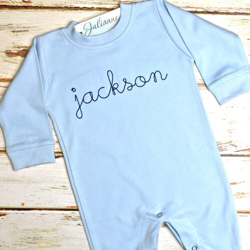 Baby Boy Coming Home Outfit Monogrammed Romper Personalized Etsy
