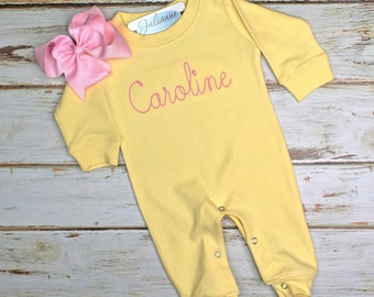 yellow newborn outfit girl