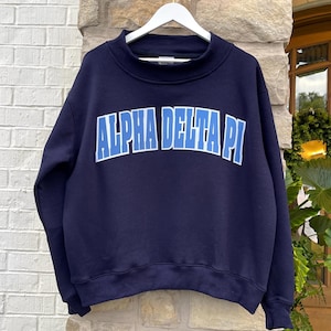 Adpi Blue Letters Alpha Delta Pi Mock Neck Sweatshirt, Adpi, Sorority Sweatshirt ...