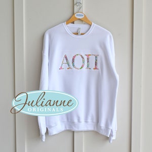 Alpha Omicron Pi, AOPi,  Sorority Sweatshirt, Sorority Gift,  AOPi Letter Sweatshirt, Alpha Omicron Pi Letter Sweatshirt, Sewn Letters