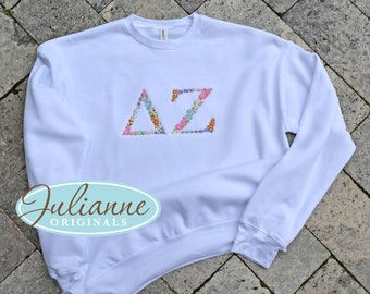 Delta Zeta, DZ floral letter,  Sorority Sweatshirt, Sorority Gift,  DZ Letter Sweatshirt, Delta Zeta Letter Sweatshirt