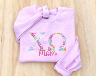 Chi Omega MOM , Chi O,  Sorority Sweatshirt, Sorority Gift,  Chi Omega Letter Sweatshirt, Chi O Letter Shirt