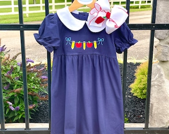 Back To School Navy Short Sleeve Dress - First Day of School Dress