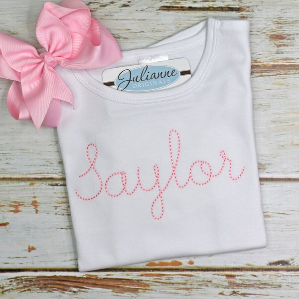 Script Name  Monogram Custom Shirt Tee - Personalized Tee - Infant and  Girls Shirt or Bodysuit - Julianne Originals