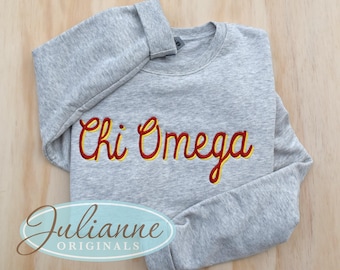 Chi Omega, Chi O,  Sorority Sweatshirt, Sorority Gift,  Chi Omega Letter Sweatshirt, Chi O Letter Shirt