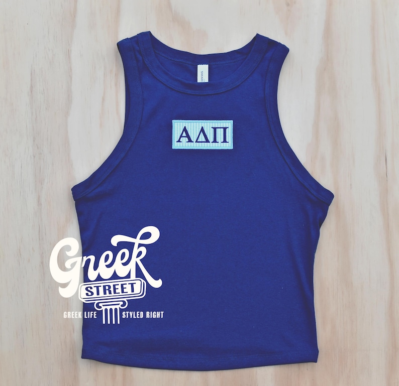 Adpi Blue Letters Alpha Delta Pi, Adpi, Sorority Patch Tank, Sorority Gift, Adpi Letter ...