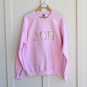 Alpha Omicron Pi, AOPi,  Sorority Sweatshirt, Sorority Gift,  AOPi Letter Sweatshirt, Alpha Omicron Pi Letter Sweatshirt, Sewn Letters