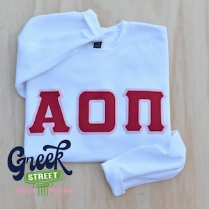 Alpha Omicron Pi, AOPi,  Sorority Sweatshirt, Sorority Gift,  AOPi Letter Sweatshirt, Alpha Omicron Pi Letter Sweatshirt, Sewn Letters