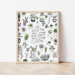 Plant mom wall art, succulents wall art, encouragement gift, grad gift, gift for her, classroom art, gift for gardener, green thumb
