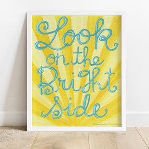 Positivity is contageous wall art, sunshine illustration, encouragement gift, classroom decor, office decor, look on the bright side