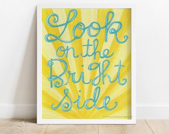 Positivity is contageous wall art, sunshine illustration, encouragement gift, classroom decor, office decor, look on the bright side