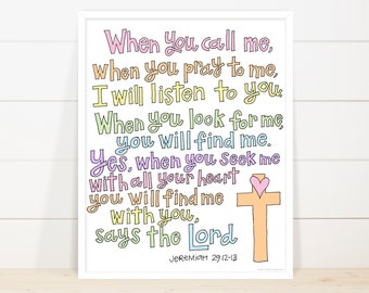 Jeremiah 29 wall art, First Communion gift, Confirmation gift, Baptism gift, grad gift, spiritual gift, bible scripture, nursery decor