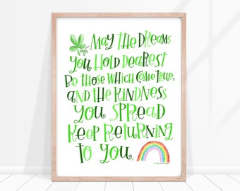 Irish Toast quote art print, St. Patricks Day party host gift, bar decor, Irish blessing, St. Patricks Day decor, luck of the Irish, slainte