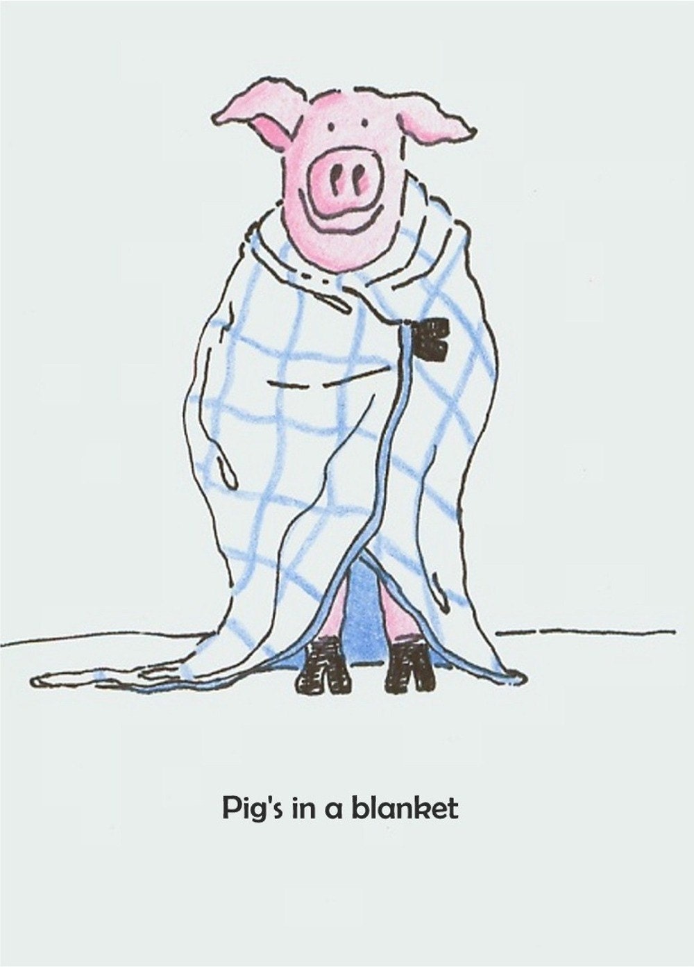 Pig's in a blanket art print idioms illustration Etsy