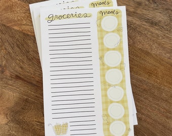 Grocery List Notepad, Meal Planning Notepad, week at a glance planner, Meals and Groceries pad, whats for dinner this week, foodie gift