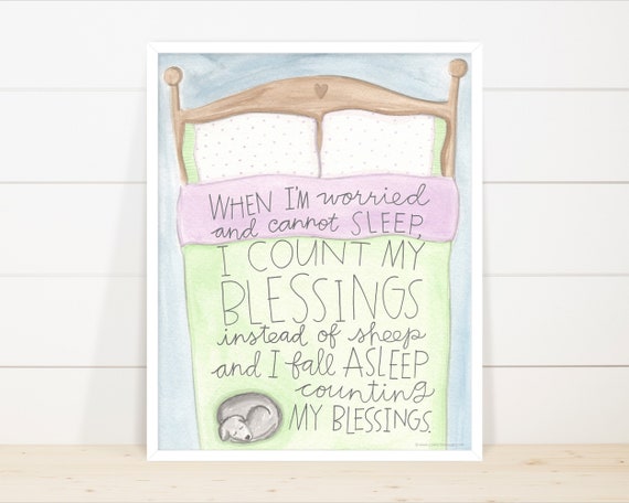 White Christmas movie quote wall decor, Bing Crosby song lyrics, count your blessings, bedroom decor, guest room decor, sweet dreams