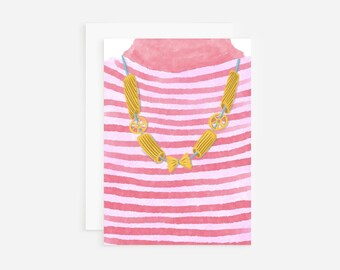 New mom greeting card, baby shower card, macaroni necklace card, new baby card, card for new mom, mother's day card, pregnancy congrats card