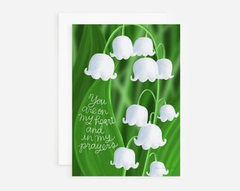 Encouragement card, lily of the valley sympathy card, praying for you card, sorry for your loss card, on my heart card, in my thoughts card