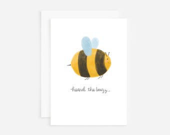 Congratulations greeting card, heard the buzz card, congrats to you card, exciting news, happy for you card, way to go card, big news card