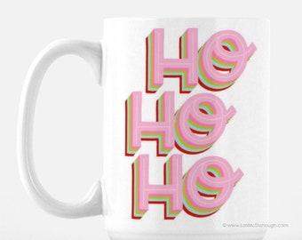 Christmas mug, ho ho ho holiday ceramic mug, kitchen decor, Christmas gift, coffee lovers gift, 15 oz mug, Santa Claus, stocking stuffer