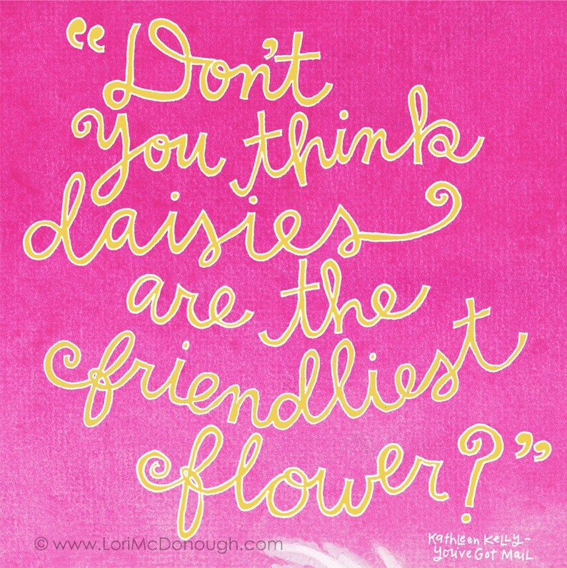 You've Got Mail quote wall art friendly daisies Kathleen Etsy