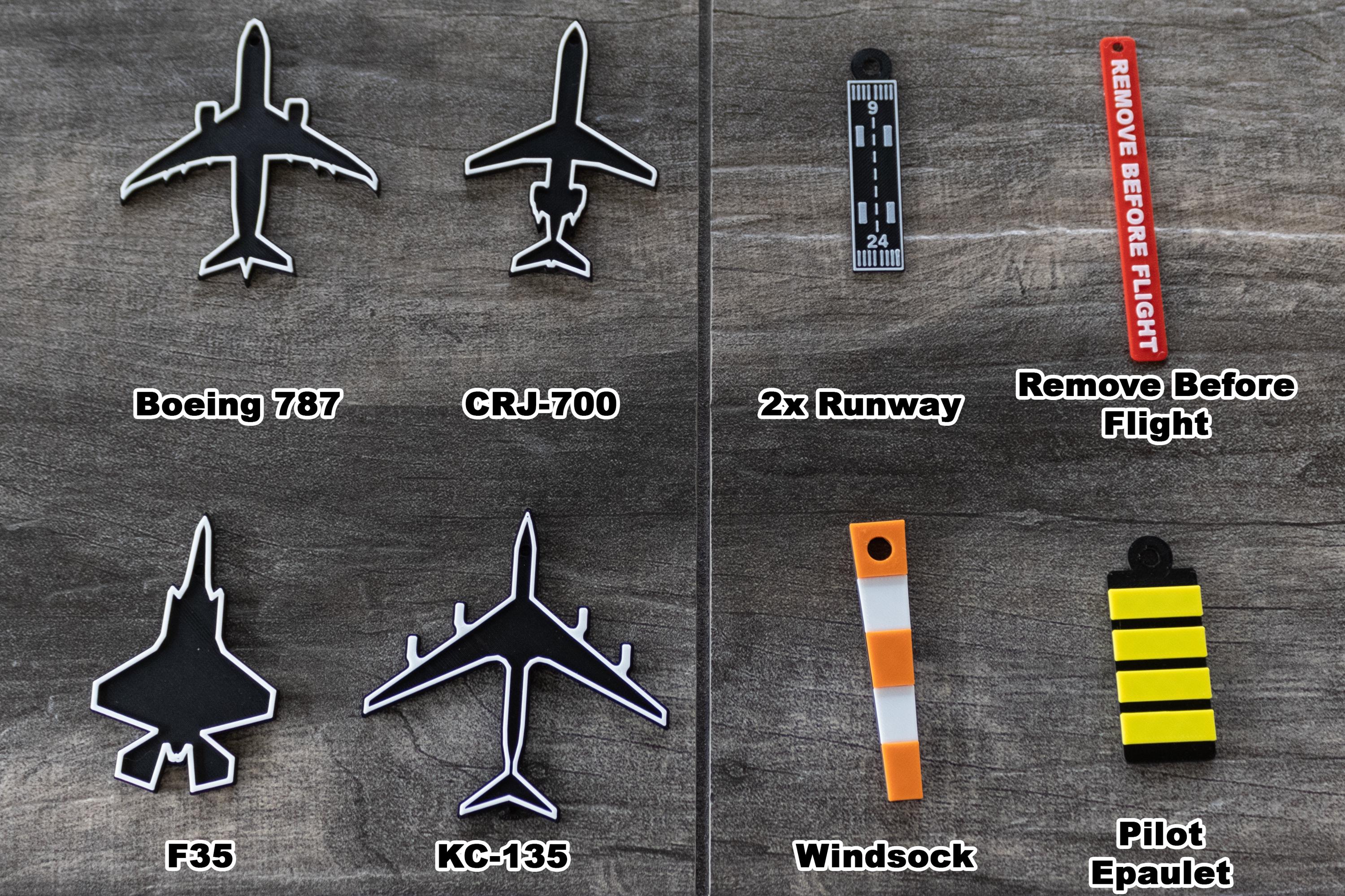 Runway Key Chain Aviation Keychain Set – Airliner, Jet, Fighter, Runway, Windsock ...