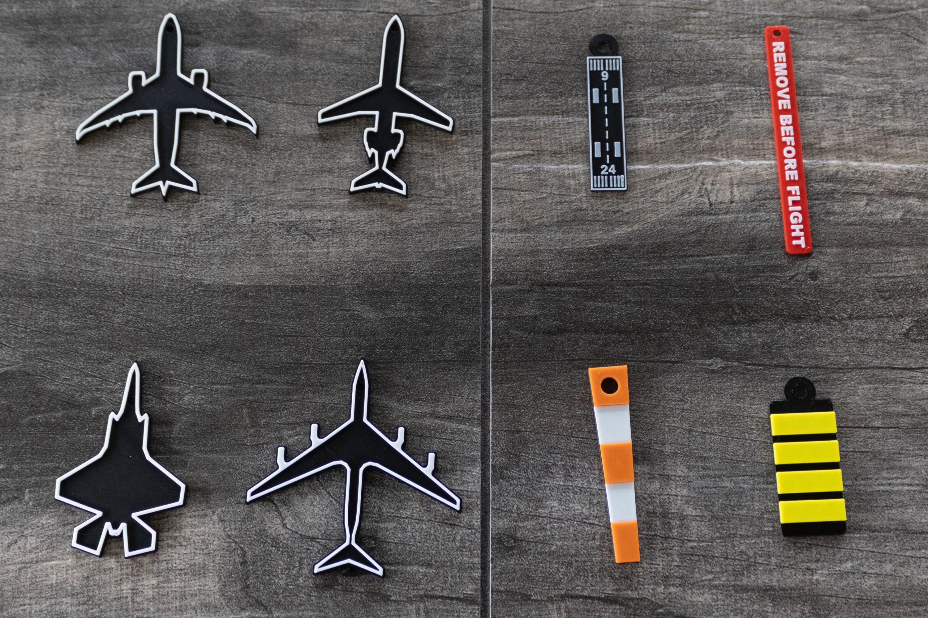 Aviation Keychain Set – Airliner, Jet, Fighter, Runway, Windsock ...