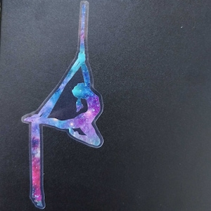 Aerial Stars Silks 1 - Sticker Galaxy Aerialist Cosmic Circus - SUR VINYLE TRANSPARENT !