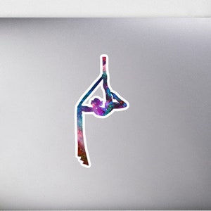 Aerial Stars Silks 3 - Galaxy Aerialist Cosmic Circus Sticker - avec bordure blanche