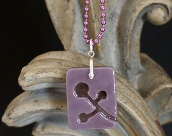 Berries Orchid Purple Carved Glass Pendant - FREE SHIPPING!