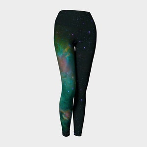 Cosmic Dreams - - Emerald Nebula Yoga Leggings